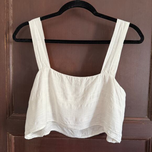 REFORMATION | White Textured Linen Bland Square Neck Crop Top | Extra Small - Picture 2 of 5